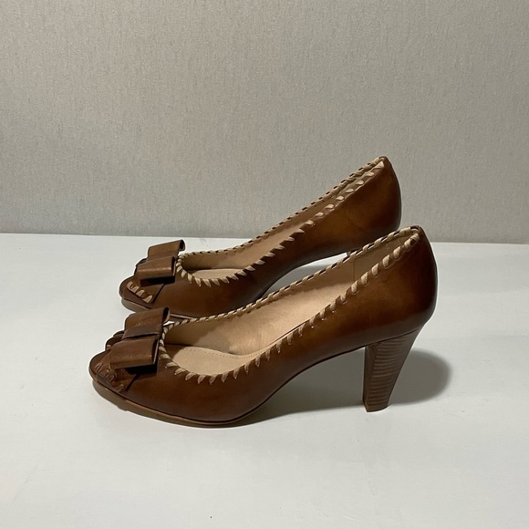 Franco Sarto Shoes - Franco Sarto,size 11MBrown Peep-Toe Bow Pumps